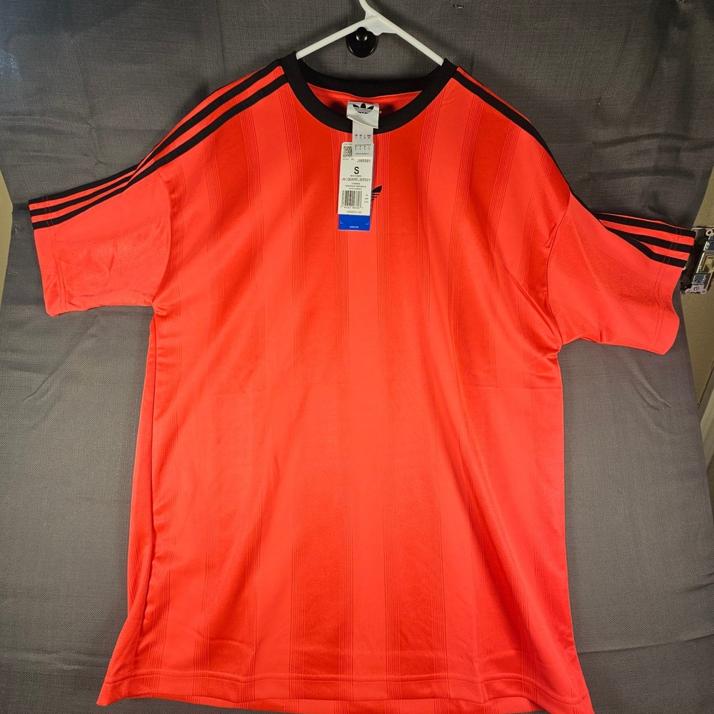 Adidas Originals Mens Jacquard Jersey T-Shirt Lucid Red Black JW5881 Size S